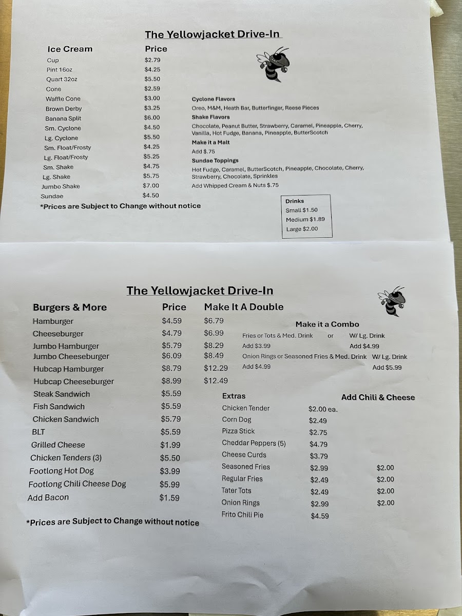 Menu Yellowjacket Drive-In-3